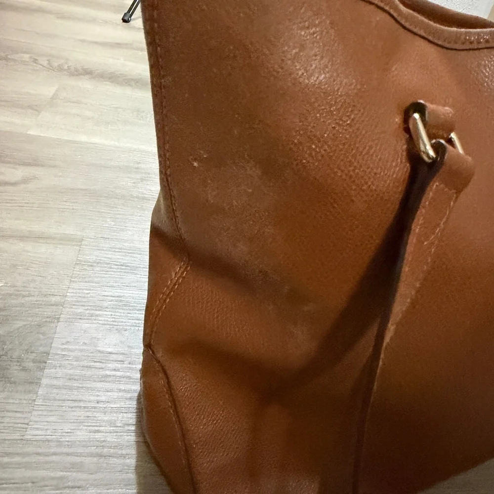 Coach Cognac Leather Tote with Gold Accent